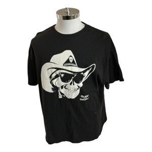 Too Slim & the Taildraggers Sz XL Skull Cowboy T-Shirt Blues Rock Beer Two Side